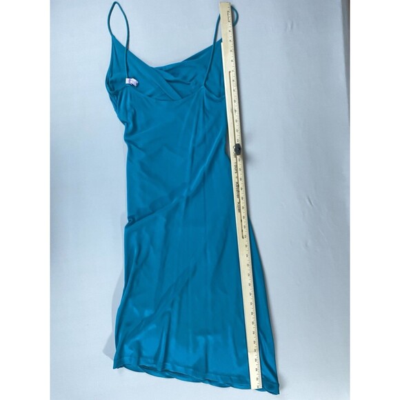 Diane Von Furstenberg Spaghetti Strap Slip Dress Women's 6 Teal Stretch Vintage - Picture 9 of 16